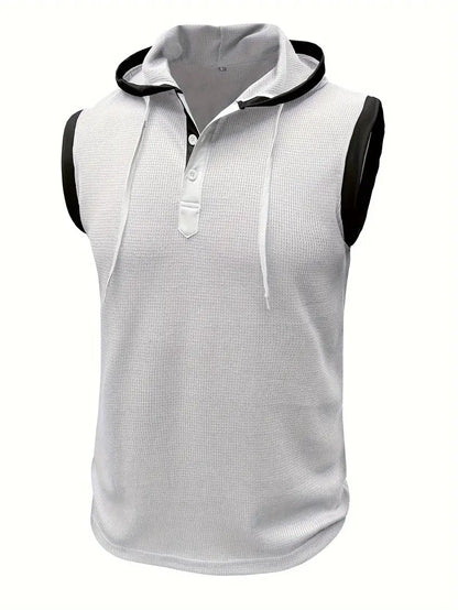 Chic Hooded Henley Neck Tank