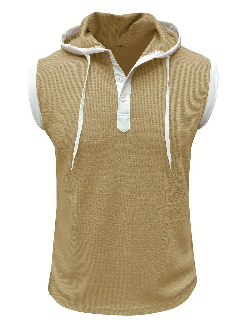 Men's Tank Top | Hooded Henley Neck Tank | Shape and Buy