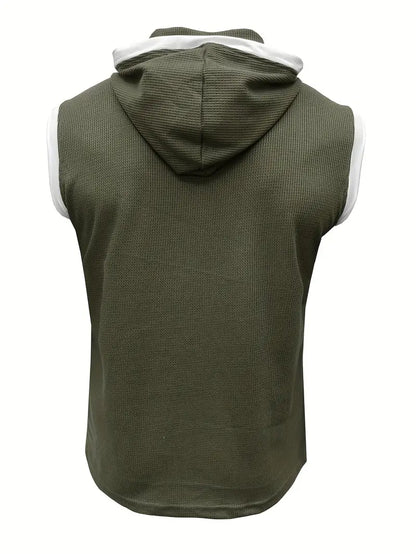 Chic Hooded Henley Neck Tank