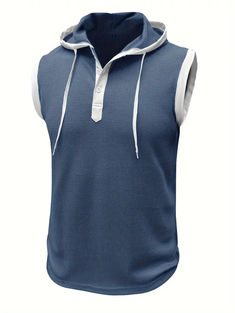 Chic Hooded Henley Neck Tank