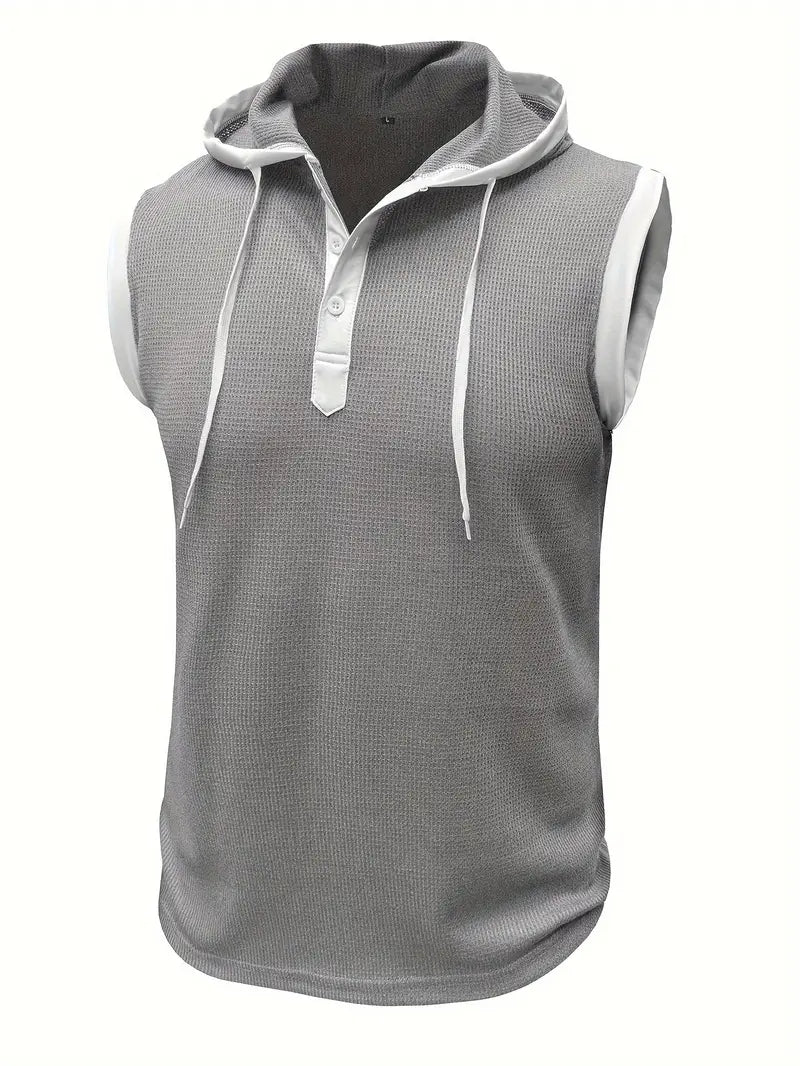 Chic Hooded Henley Neck Tank