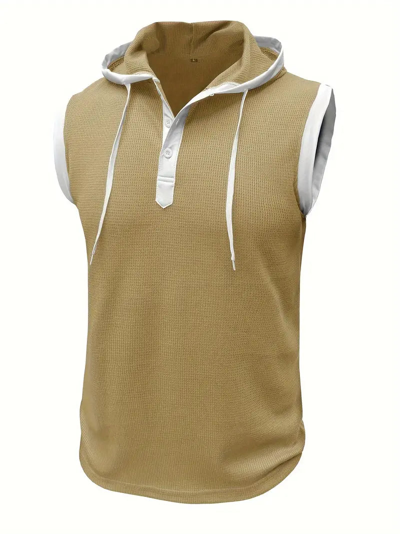 Men's Tank Top | Hooded Henley Neck Tank | Shape and Buy