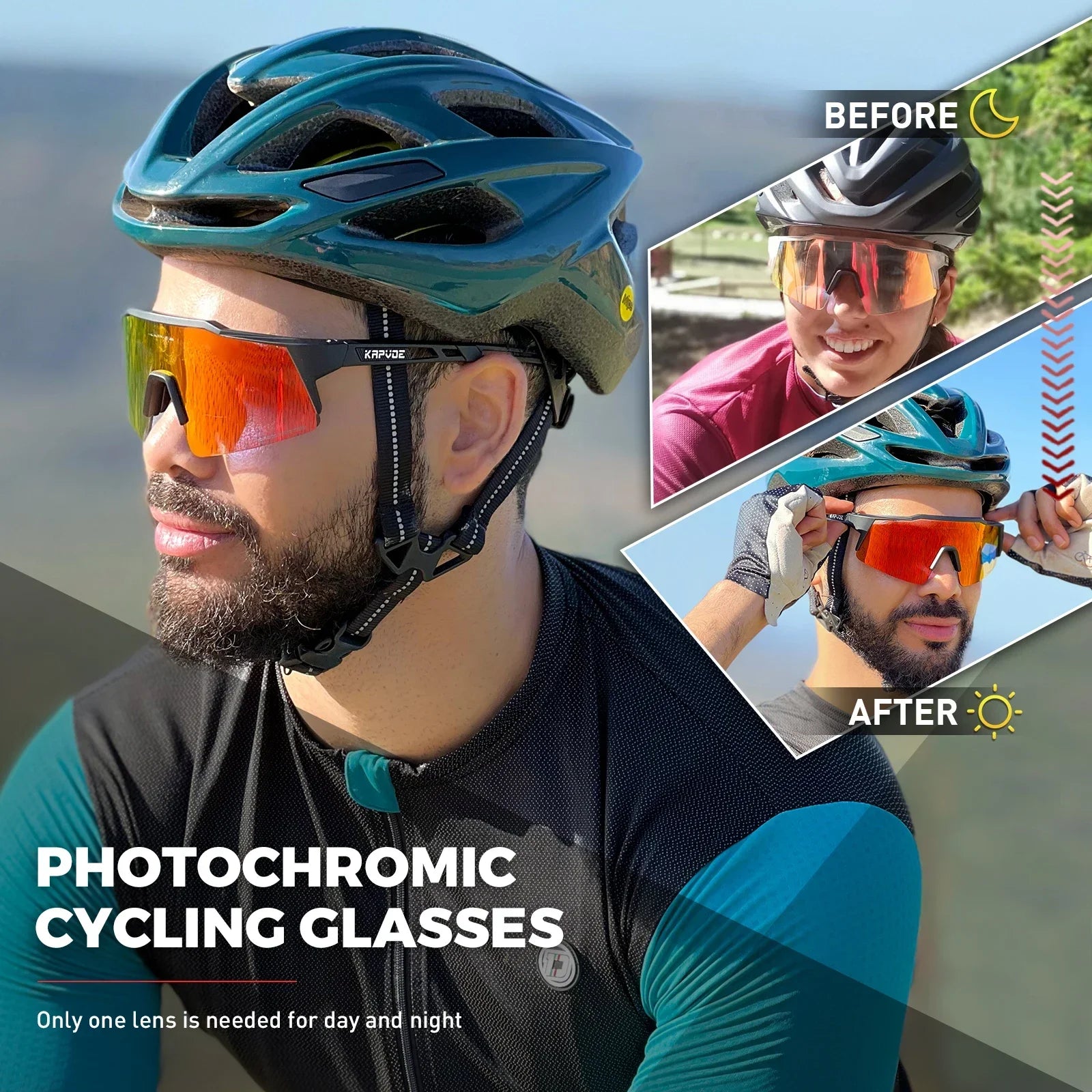 Men's Cycling Sunglasses | Photochromic Sunglasses | Shape and Buy