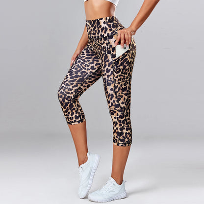 Leopard Print Yoga Pants | Yoga Capris with Pocket | Shape and Buy