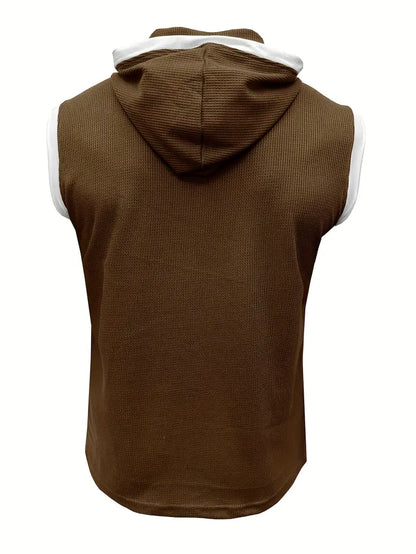 Chic Hooded Henley Neck Tank