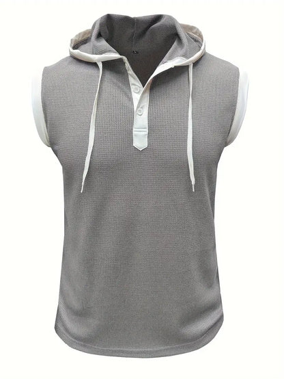 Chic Hooded Henley Neck Tank