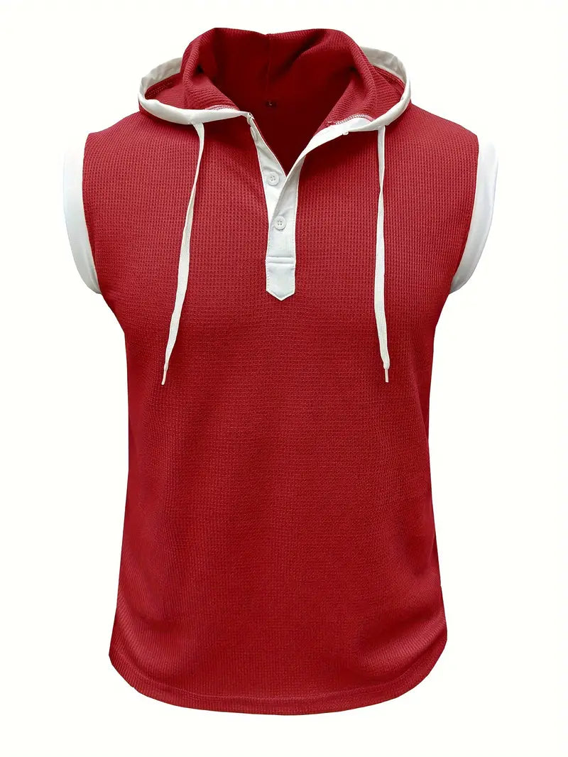 Chic Hooded Henley Neck Tank