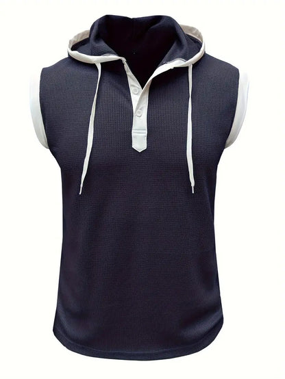 Chic Hooded Henley Neck Tank