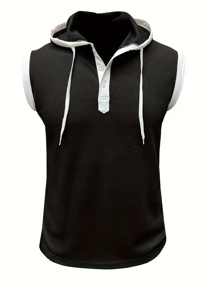 Chic Hooded Henley Neck Tank