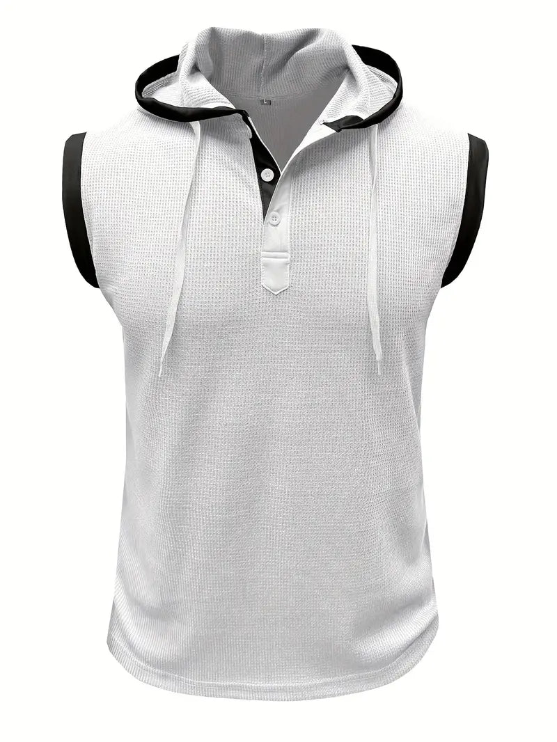 Chic Hooded Henley Neck Tank