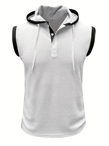 Chic Hooded Henley Neck Tank